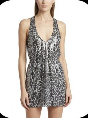 Rodarte Silver Sequin Leopard Mini Dress